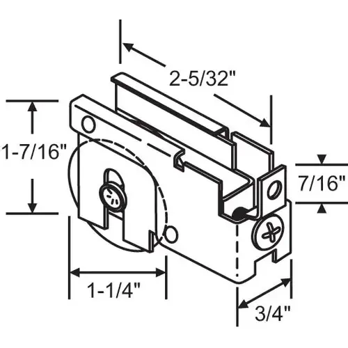 Brixwell 9-200 Patio Door Roller Assembly 1-1/4in Steel Wheel