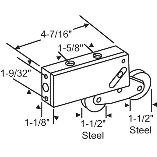 Brixwell 900-12198 Patio Door Roller Tandem 1-1/2 Steel Wheels