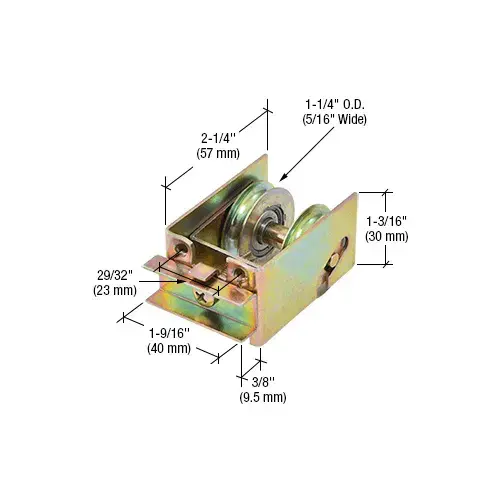 CRL D1548 1-1/4" Tandem Steel Sliding Glass Door Rollers with 1-9/16" Wide Housing for Guaranteed Products