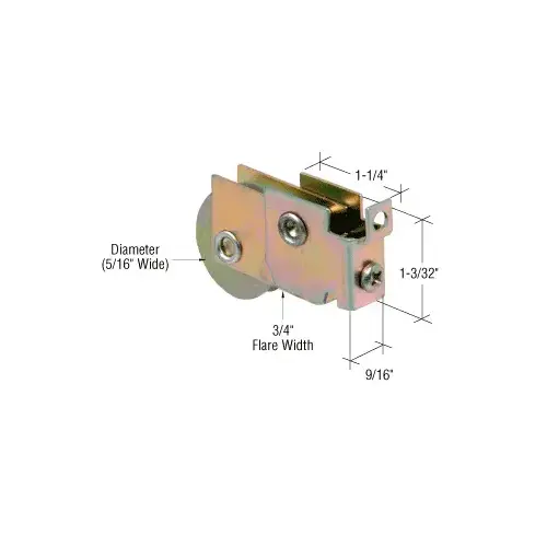 CRL D1753 1" Steel Sliding Glass Door Roller with 9/16" Wide Housing