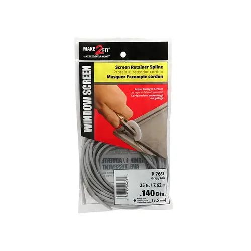 FHC P7633 0.14" x 25 Ft. Roll Gray Spline (Single Pack)