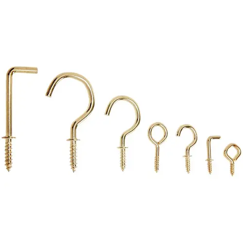 National Hardware N260-401 KB2551 Assorted Utility Hooks with 20 lb. Weight Capacity, - pack of 125 - Polished Brass