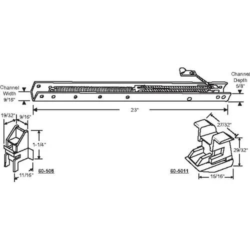 Brixwell 60-2250-42 23in Window Channel Balance 23 To 27 Lbs Sash Weight 9/16in Channel Width 60-508a And 60-5011a Attached