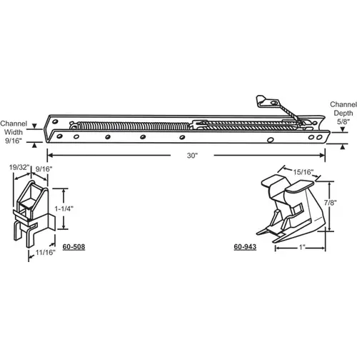Brixwell 60-292-27 30in Window Channel Balance 12 To 16 Lbs Sash Weight hwB-An529-5/8B-2920 60-508a And 60-943a Attached