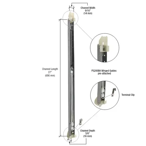 CRL FA2630GW 2630 Window Channel Balance with FS293BA Guides Attached