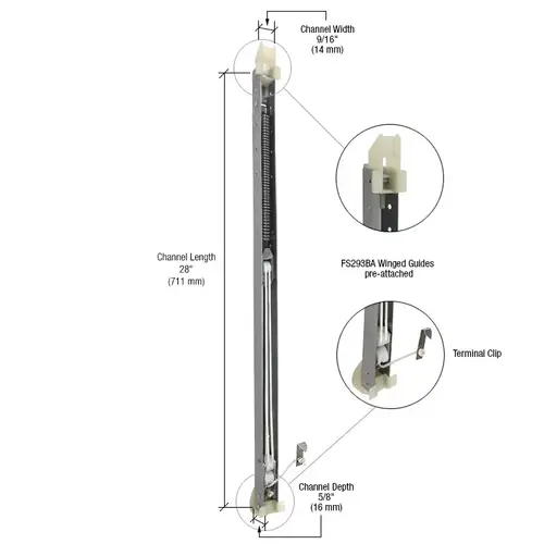 CRL FA2730GW 2730 Window Channel Balance with FS293BA Guides Attached