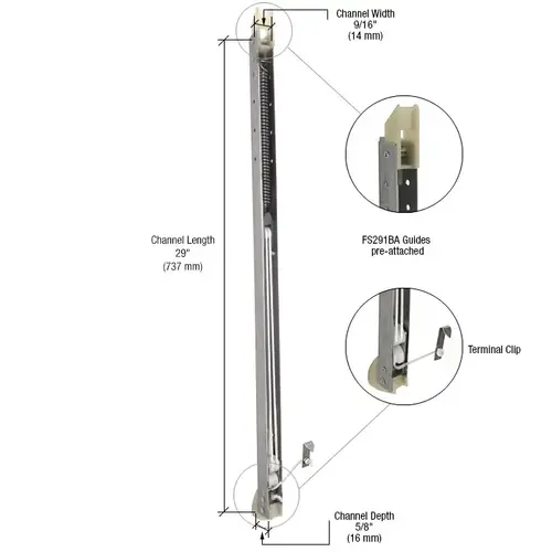 CRL FA2840G 2840 Window Channel Balance with FS291BA Guides Attached