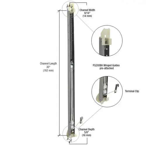 CRL FA2920GW 2920 Window Channel Balance with FS293BA Guides Attached