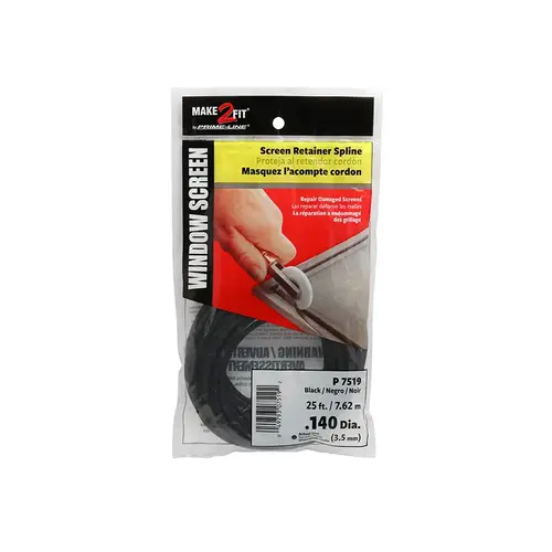FHC P7519 0.14" x 25 Ft. Roll Black Spline (Single Pack)