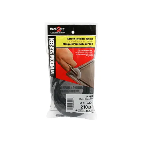 FHC P7527 Screen Retainer Spline - 0.210" - 25 Foot - Black (Single Pack)