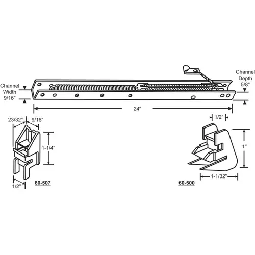 Brixwell 60-233-0 24in Window Channel Balance 15 To 18 Lbs Sash Weight hwB-Kk501-5/8B-2330 60-500a And 60-507a Attached