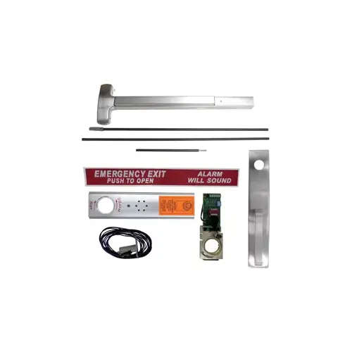 Falcon Lock EA-25C-NL-US26D-36X96 KIT - Exit Alarm, CVR Concealed Vertical Rod Exit Device, Nightlatch Pull Trim 512NL, 36" x 96", Less Dogging, Left Hand Reverse/Reversible, Grade 1, US26D/626 Satin Chrome
