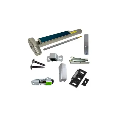 Von Duprin 9827DT-F-626-48-LBR KIT - Fire-Rated (No Dogging), SVR (Surface Vertical Rod) Smooth Exit Device, 990 Dummy Pull Trim, Less Bottom Rods, 48" x 84", Grade 1, 626/US26D Satin Chrome
