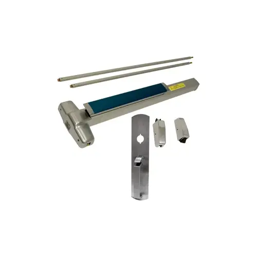 Von Duprin 9827TP-F-626-48 KIT - Fire-Rated (No Dogging), SVR (Surface Vertical Rod) Smooth Exit Device, 990TP Thumb Piece Trim (Requires Rim Cylinder), 48" x 84", Grade 1, 626/US26D Satin Chrome