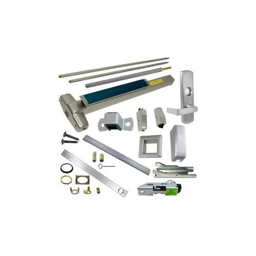 Von Duprin CD-9827L-626-36-LBR-LHR-06 KIT - CD (Cylinder Dogging, Requires 1-1/4" Mortise Cylinder), SVR (Surface Vertical Rod) Smooth Exit Device, 996L-06 Lever Trim (Requires Rim Cylinder), LHR Left Hand Reverse/Reversible Handing, (Snap Ring Tool Needed), Less Bottom Rods, 36" x 84", Grade 1, 626/US26D Satin Chrome