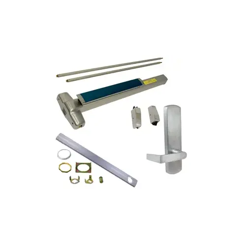 Von Duprin CD-9827L-DT-626-48-LHR-06 KIT - CD (Cylinder Dogging, Requires 1-1/4" Mortise Cylinder), SVR (Surface Vertical Rod) Smooth Exit Device, 996L-DT-06 Dummy Lever Trim, LHR Left Hand Reverse/Reversible Handing, (Snap Ring Tool Needed), 48" x 84", Grade 1, 626/US26D Satin Chrome