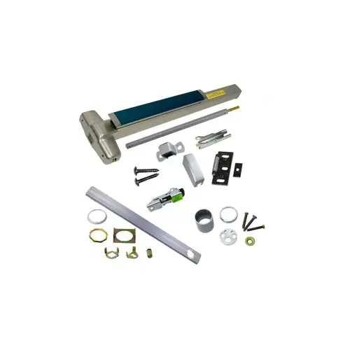 Von Duprin CD-9827NL-OP-630-36-LBR KIT - CD (Cylinder Dogging, Requires 1-1/4" Mortise Cylinder), SVR (Surface Vertical Rod) Smooth Exit Device, 110MD-NL-OP Nightlatch Trim (Requires Rim Cylinder), Less Bottom Rods, 36" x 84", Grade 1, 630/US32D Stainless Steel