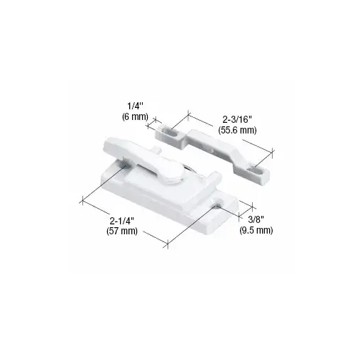 CRL F2744 White Sash Lock with 2-1/4" Screw Holes and 3/8" Hole Backset with Lugs