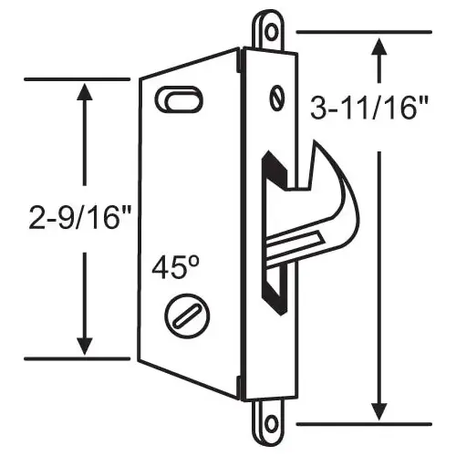 Brixwell 16-170 Mortise Lock Square Face 45-Degree With Hook Out
