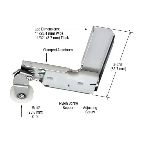 CRL B773 Stamped Aluminum Corner Insert With 15/16" Nylon Ball-Bearing Center Groove Sliding Screen Door Roller for Jim Walters