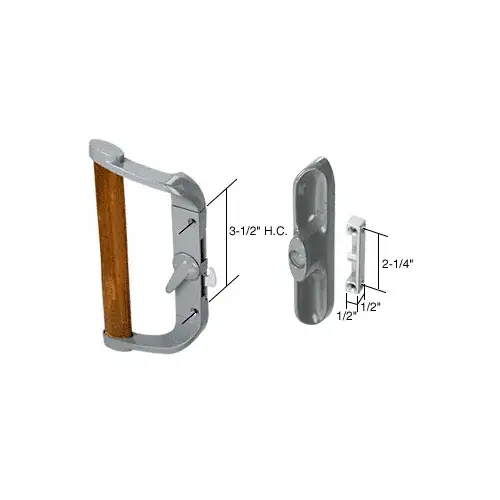 CRL C1016 Aluminum/Wood Hook-Style Surface Mount Handle 3-1/2" Screw Holes - Non-Keyed