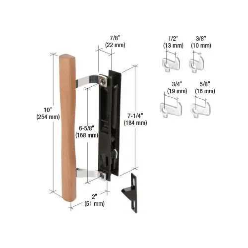 CRL C1032 Wood/Black Flush Mount Keyed Handle Set 6-5/8" Screw Holes
