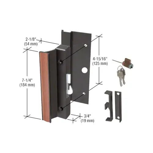 CRL C1094 Black Keyed Hook-Style Surface Mount Handle 4-15/16" Screw Holes for Arcadia Doors