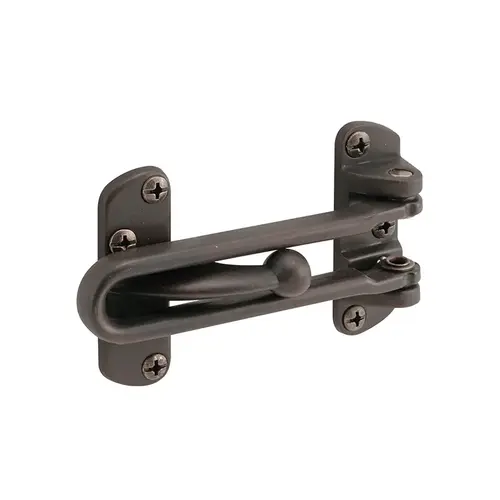 FHC U10309 Swing Bar Lock For Hinged Swing-In Doors - 3-7/8" Bar Length - Diecast Zinc Construction With A Classic Bronze Finish (Single Pack)