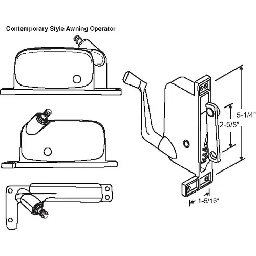 Brixwell 41-201p D Awning Operator Mill contemporary Style awO-002-LH-Ml straight Link Arm