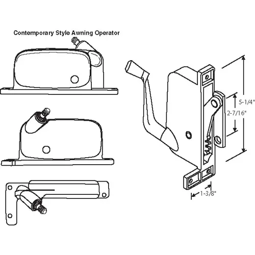 Brixwell 41-231p D Awning Operator Straight Arm mill Top Hole Is Offset awO-015-LH-Ml contemporary Style