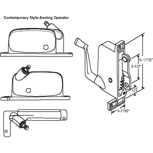 Brixwell 41-455pb D Awning Operator Bronze contemporary Style awO-022-LH-Bz offset Link Arm