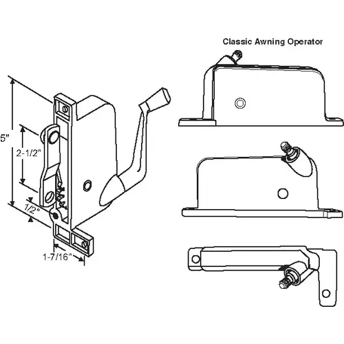 Brixwell 41-641p hd Awning Operator classic Style awO-046-RH-Ml