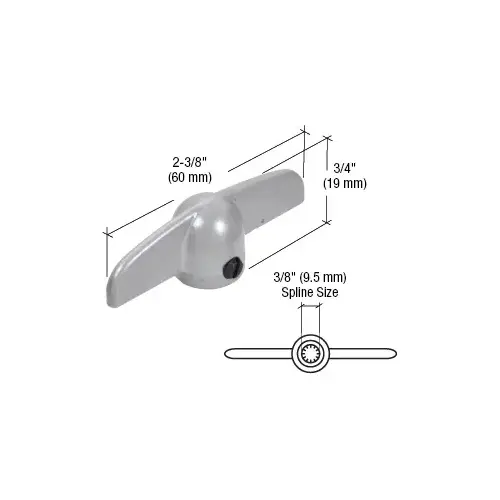 CRL H3537 Aluminum T-Crank Casement Operator Handle 3/8" Spline - 2-3/8" Length