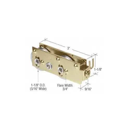 Prime-Line D1727 1-1/8" Tandem Steel Ball Bearing Sliding Glass Door Rollers with 9/16" Wide Housing