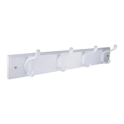 Brixwell BXH64655WGW-XCP2 Coat Hook Rack With Four Hooks For Home Hardware 18-2/5" x 3-9/10" x 3-1/4" White  - pack of 2