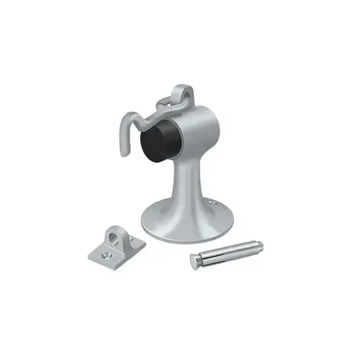 Deltana DSF444U26D Cement Floor Mount Bumper w/ Holder, Solid Brass in Brushed Chrome