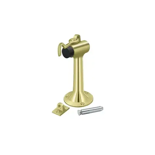 Deltana DSF630U3-UNL Floor Mount, 6" Bumper w/ Hook in Unlacquered Brass