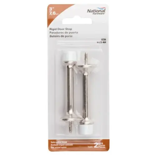National Hardware N325-464 Door Stop, 3 in Projection, Zinc, Satin Nickel - pack of 2