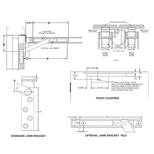 Glynn Johnson 104S-SP313 Heavy Duty Size 4 Surface Concealed Overhead Stop Dark Bronze Finish