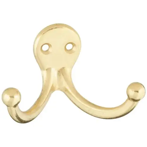National Hardware N199224 V163 Double Clothes Hook Brass Finish