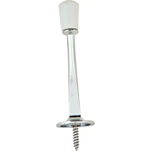 ProSource H20-Z022C-PS Heavy-Duty Rigid Door Stop, 15/16 in Dia Base, 3-1/8 in Projection, Die-Cast Zinc & Plastic Chrome Plated