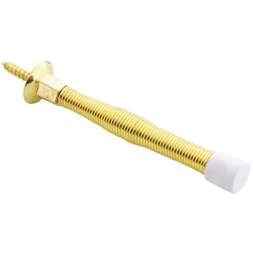 ProSource H61-Z010-PS Light-Duty Door Stop, 3/4" in Dia Base, 3 in Projection, Plastic & Steel, Polished Brass