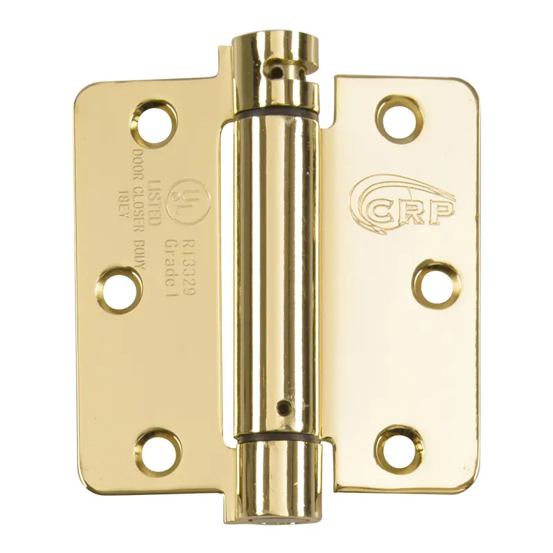 1/4" Radius Corner Spring Hinge, Builders GradePolished Brass / 3-1/2" x 3-1/2"