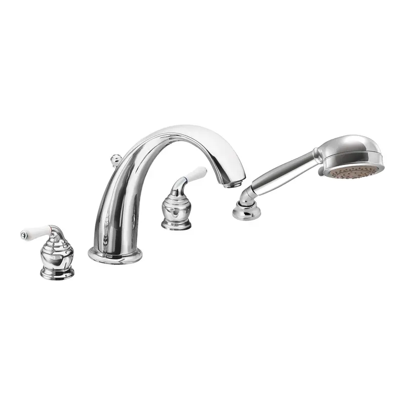 Monticello Chrome two-handle high arc roman tub faucet includes hand showerChrome