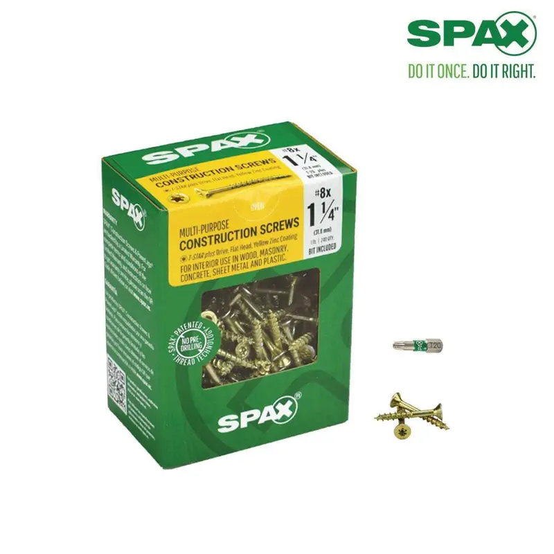 #8 x 1-1/4 in. T-Star Plus Drive Flat Head Partial Thread Yellow Zinc Multi-Material Screw (240 per Box)
