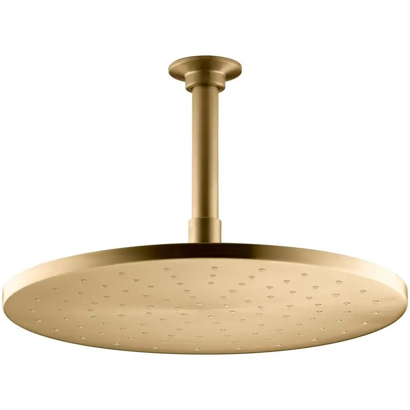 1-Spray 12 in. Single Ceiling Mount Fixed Rain Shower Head in Vibrant Moderne Brushed GoldPolished Chrome / 2.5 / 7.36