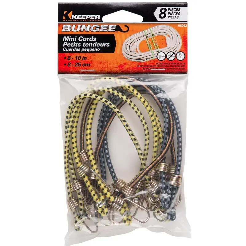 10" Mini Bungee Cords, 8 Pack