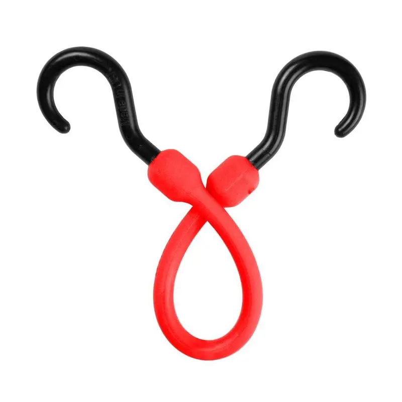 12 in. Polyurethane Bungee Cord with Molded Nylon Hooks in Red