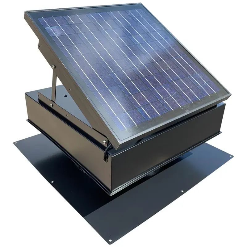 1280 CFM Powder Coated Galvanized Steel Hybrid (Solar/Electric) Powered Attic Fan with Adjustable Solar Panels1280 / Powder coated / 29