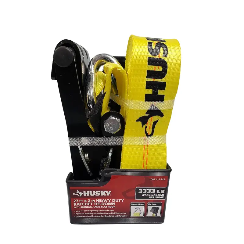 2 in. x 27 ft. Heavy-Duty Ratchet Tie-Down with Flat Hooks